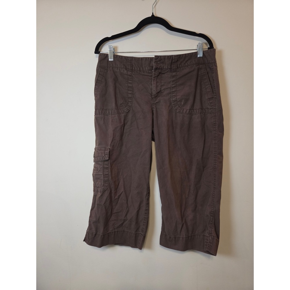 Dockers Womens Brown Mid Rise Curvy Cargo Capri Pants Size 10 Stretch Utility